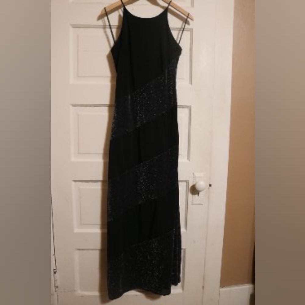 Black and Silver Floor Length Formal Dress